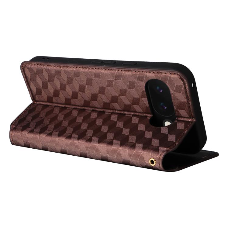 For Google Pixel 10a Cubic Grid Texture Flip Leather Phone Case