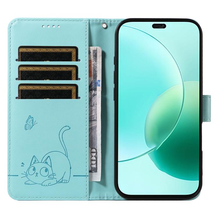 For Honor 400 Lite Global Adorable Cat Embossed Pattern Flip Leather Phone Case