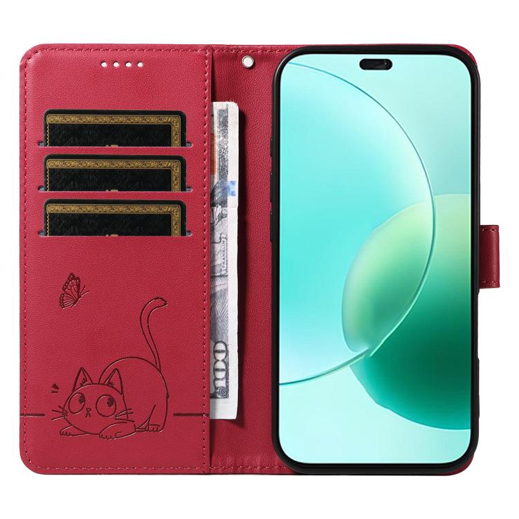 For Honor 400 Lite Global Adorable Cat Embossed Pattern Flip Leather Phone Case