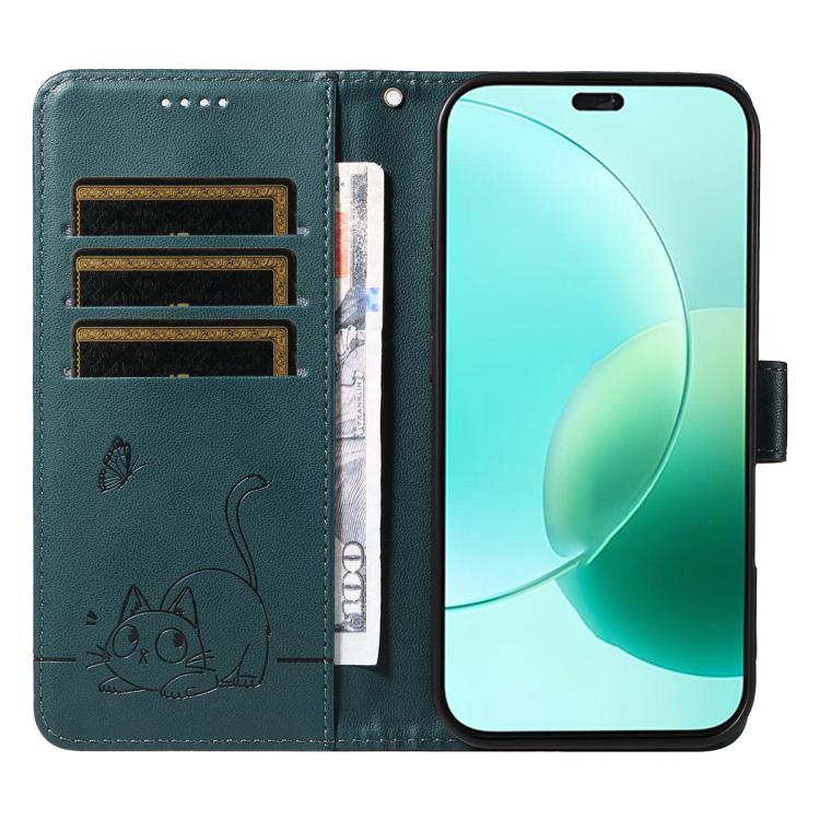 For Honor 400 Lite Global Adorable Cat Embossed Pattern Flip Leather Phone Case