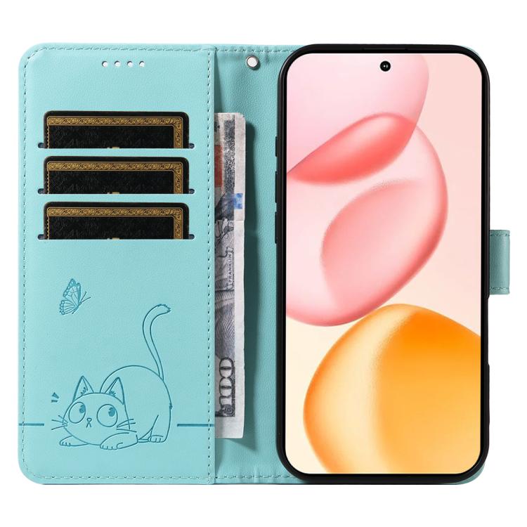 For Honor 400 Global 156.5mm Adorable Cat Embossed Pattern Flip Leather Phone Case