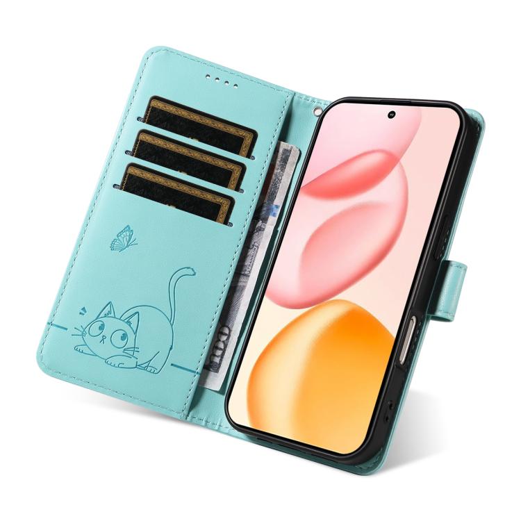 For Honor 400 Global 156.5mm Adorable Cat Embossed Pattern Flip Leather Phone Case