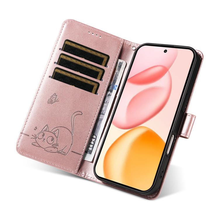 For Honor 400 Global 156.5mm Adorable Cat Embossed Pattern Flip Leather Phone Case