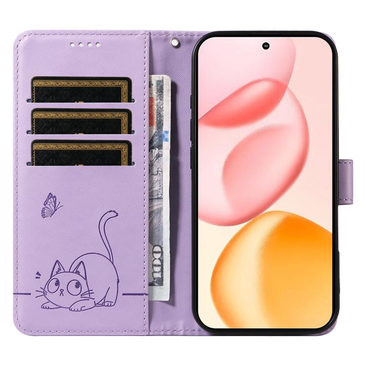 For Honor 400 Global 156.5mm Adorable Cat Embossed Pattern Flip Leather Phone Case