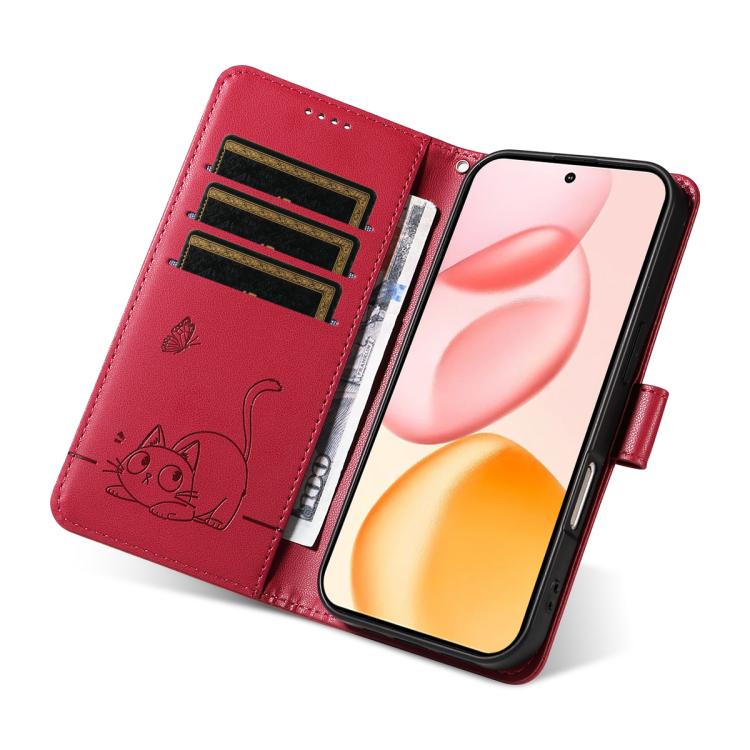 For Honor 400 Global 156.5mm Adorable Cat Embossed Pattern Flip Leather Phone Case