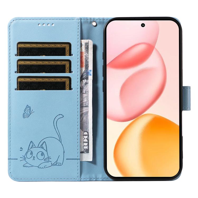 For Honor 400 Global 156.5mm Adorable Cat Embossed Pattern Flip Leather Phone Case