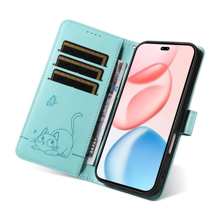 For Honor 400 Pro Global 160.8mm Adorable Cat Embossed Pattern Flip Leather Phone Case