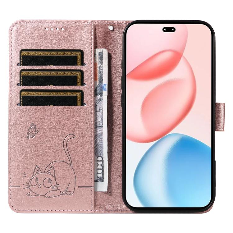 For Honor 400 Pro Global 160.8mm Adorable Cat Embossed Pattern Flip Leather Phone Case
