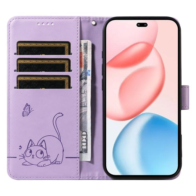 For Honor 400 Pro Global 160.8mm Adorable Cat Embossed Pattern Flip Leather Phone Case