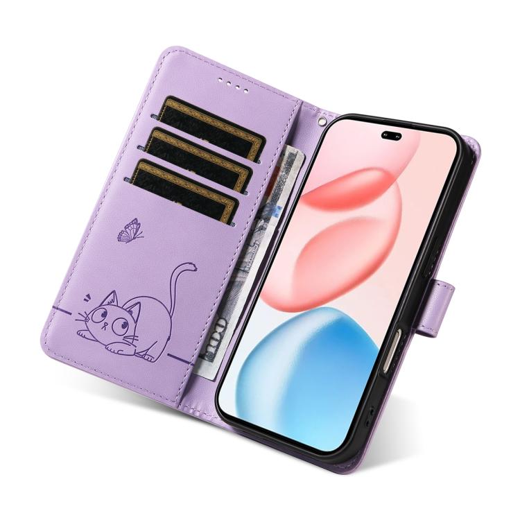 For Honor 400 Pro Global 160.8mm Adorable Cat Embossed Pattern Flip Leather Phone Case
