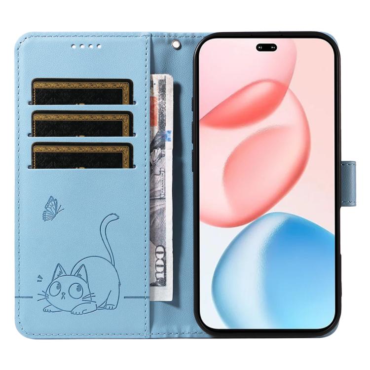 For Honor 400 Pro Global 160.8mm Adorable Cat Embossed Pattern Flip Leather Phone Case