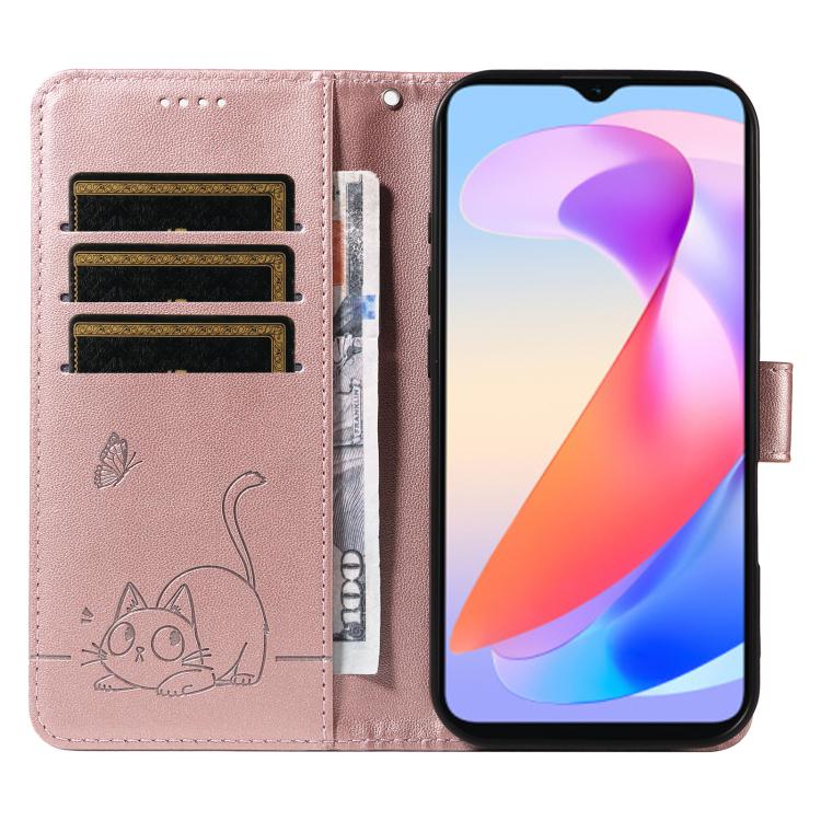 For Honor X6c / X6b / X6a / X5b Adorable Cat Embossed Pattern Flip Leather Phone Case