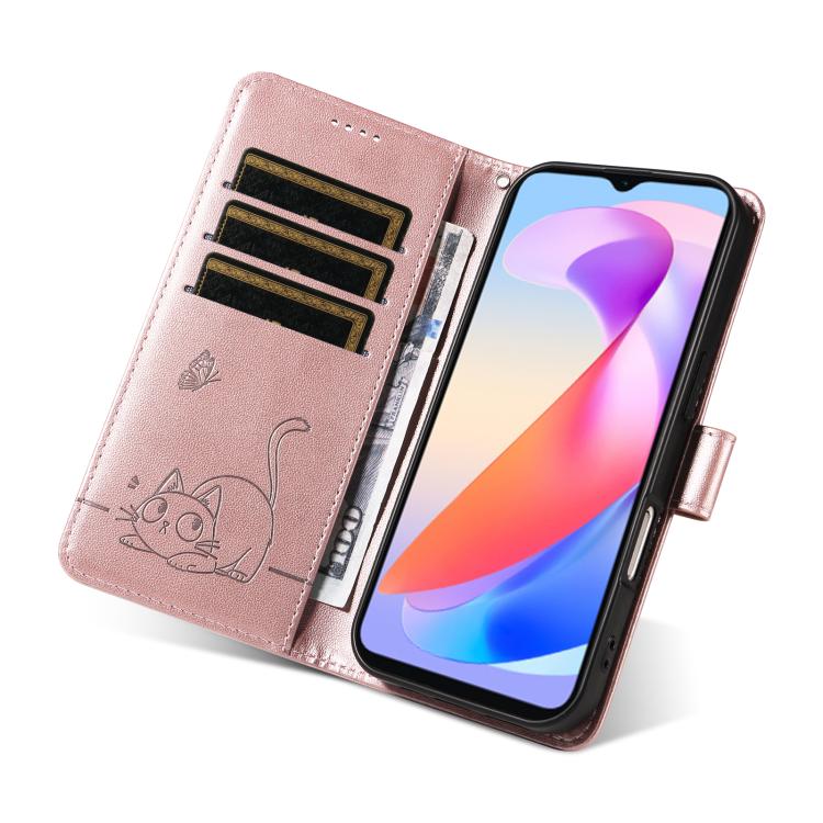 For Honor X6c / X6b / X6a / X5b Adorable Cat Embossed Pattern Flip Leather Phone Case