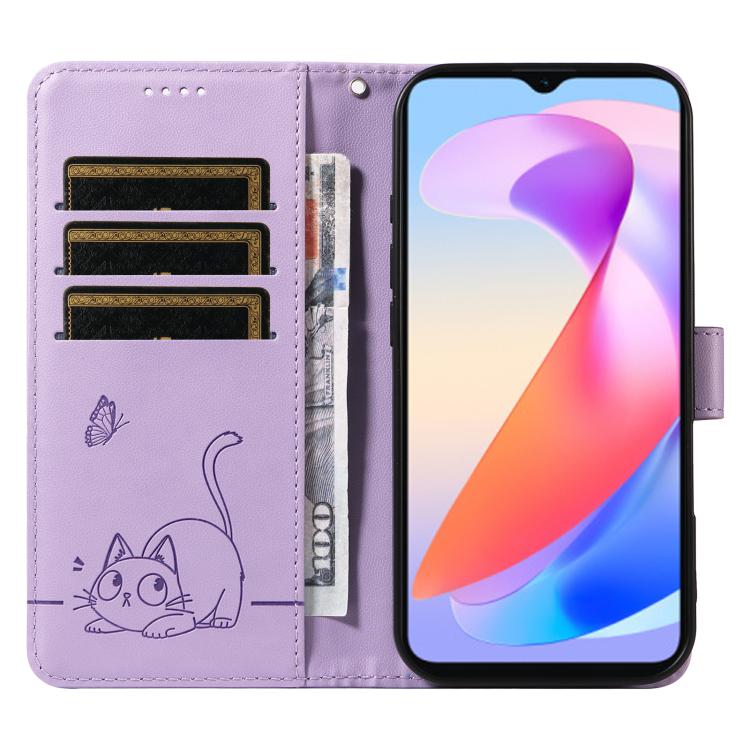 For Honor X6c / X6b / X6a / X5b Adorable Cat Embossed Pattern Flip Leather Phone Case
