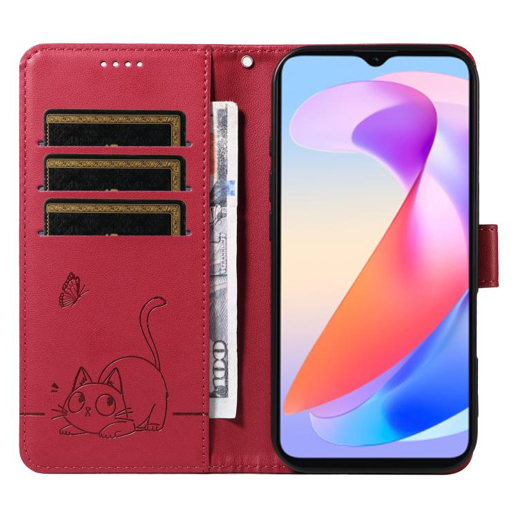 For Honor X6c / X6b / X6a / X5b Adorable Cat Embossed Pattern Flip Leather Phone Case