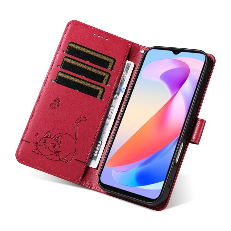 For Honor X6c / X6b / X6a / X5b Adorable Cat Embossed Pattern Flip Leather Phone Case