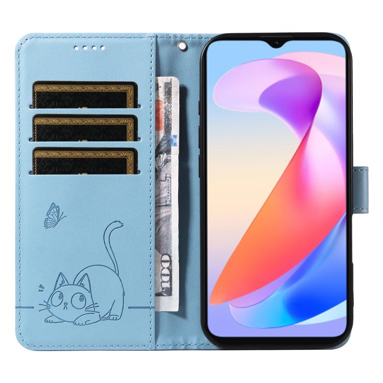 For Honor X6c / X6b / X6a / X5b Adorable Cat Embossed Pattern Flip Leather Phone Case