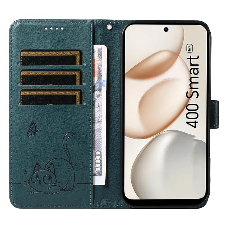 For Honor 400 Smart 5G Adorable Cat Embossed Pattern Flip Leather Phone Case