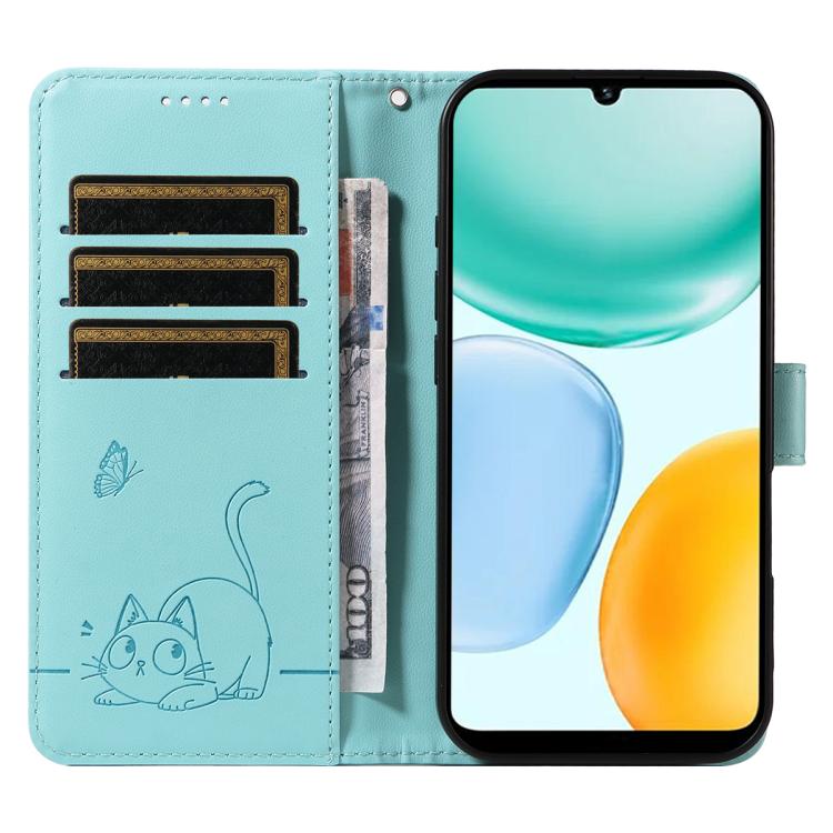 For Honor X5c Plus Adorable Cat Embossed Pattern Flip Leather Phone Case