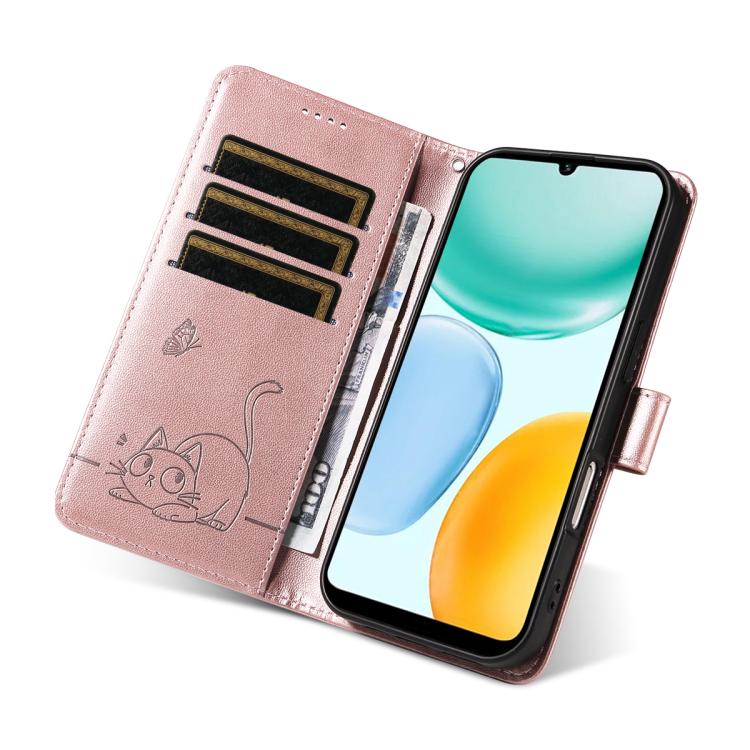 For Honor X5c Plus Adorable Cat Embossed Pattern Flip Leather Phone Case