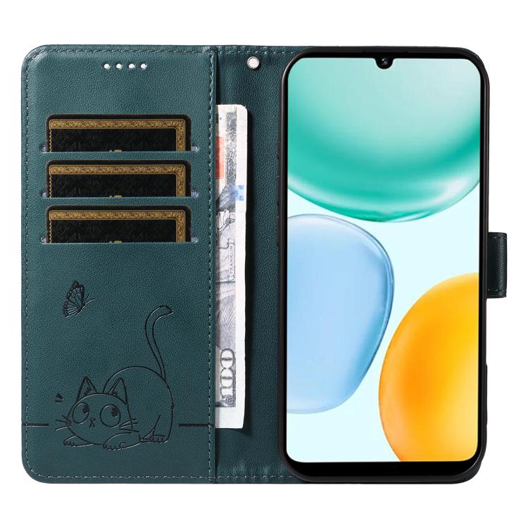 For Honor X5c Plus Adorable Cat Embossed Pattern Flip Leather Phone Case