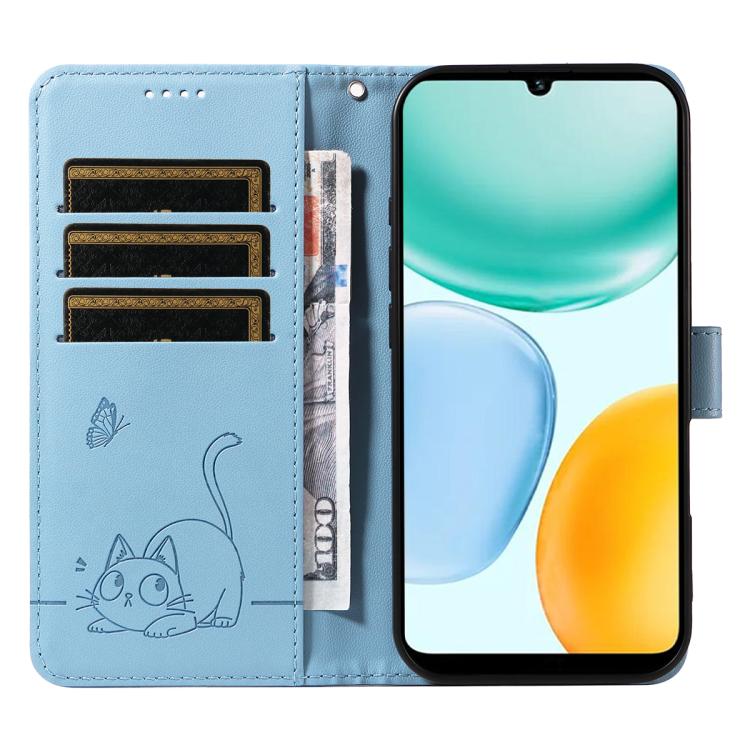 For Honor X5c Plus Adorable Cat Embossed Pattern Flip Leather Phone Case