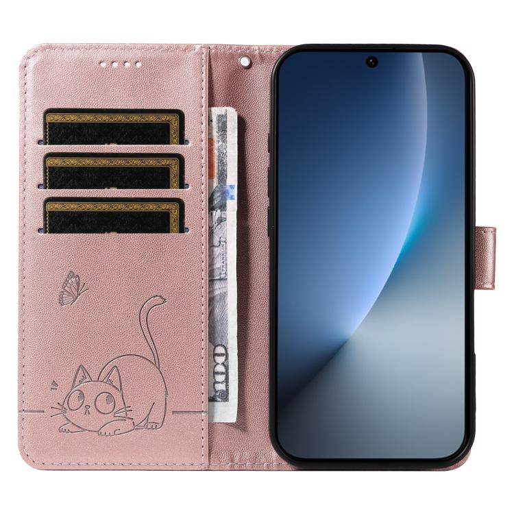 For Honor Magic8 Adorable Cat Embossed Pattern Flip Leather Phone Case