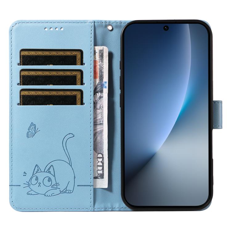 For Honor Magic8 Adorable Cat Embossed Pattern Flip Leather Phone Case