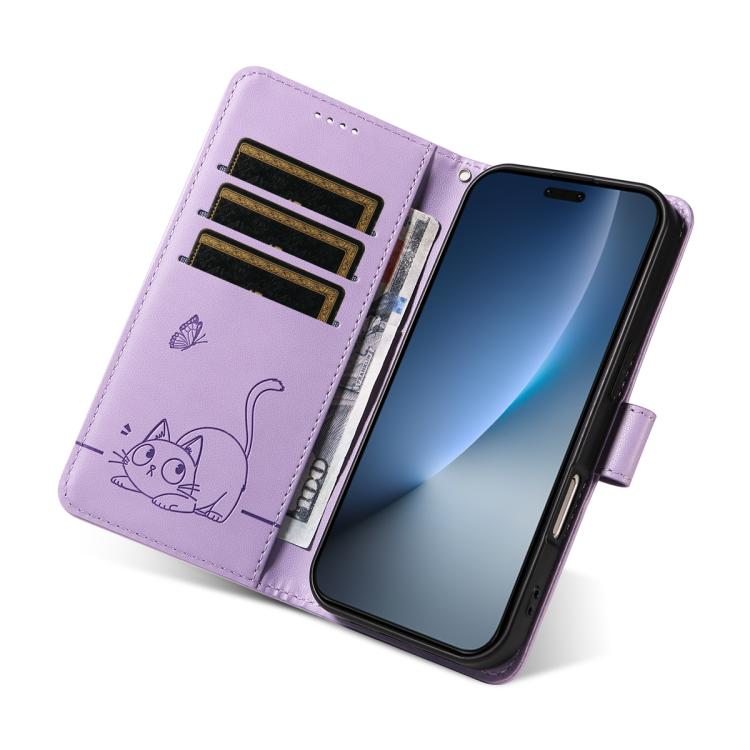 For Honor Magic8 Pro Adorable Cat Embossed Pattern Flip Leather Phone Case