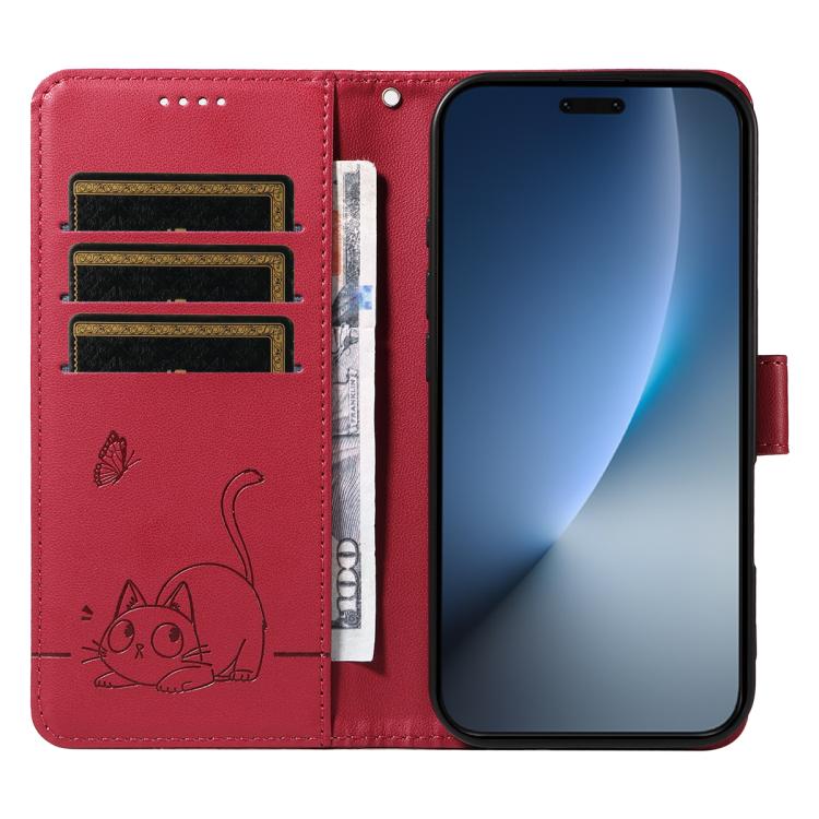 For Honor Magic8 Pro Adorable Cat Embossed Pattern Flip Leather Phone Case