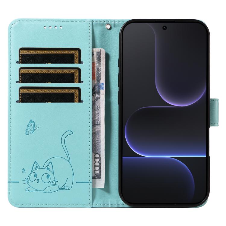 For Honor 500/500 Pro Global 155.8mm Adorable Cat Embossed Pattern Flip Leather Phone Case