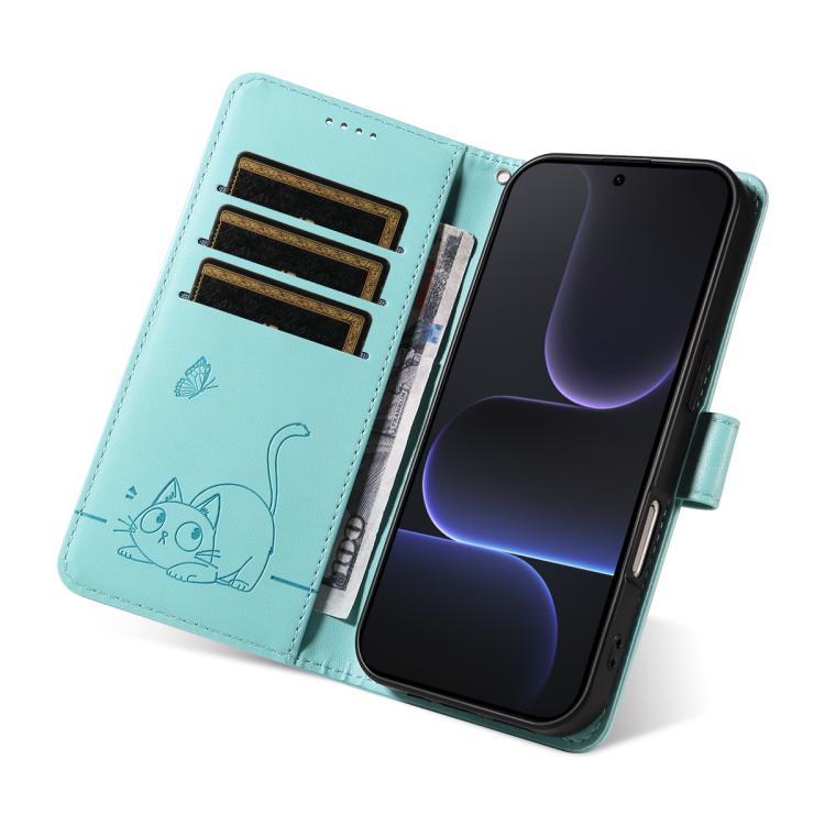 For Honor 500/500 Pro Global 155.8mm Adorable Cat Embossed Pattern Flip Leather Phone Case