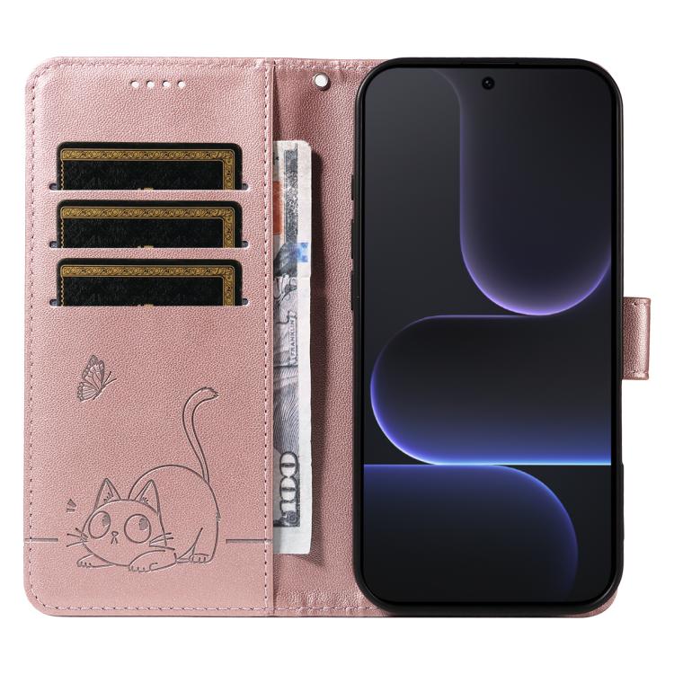 For Honor 500/500 Pro Global 155.8mm Adorable Cat Embossed Pattern Flip Leather Phone Case