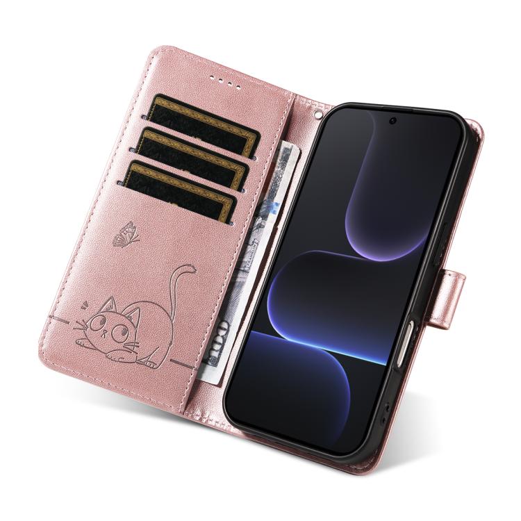 For Honor 500/500 Pro Global 155.8mm Adorable Cat Embossed Pattern Flip Leather Phone Case