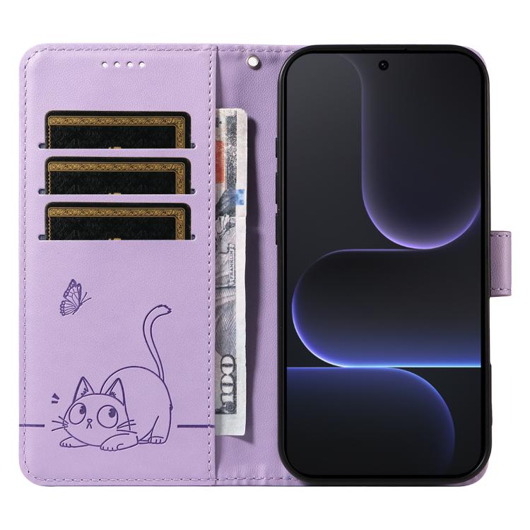 For Honor 500/500 Pro Global 155.8mm Adorable Cat Embossed Pattern Flip Leather Phone Case