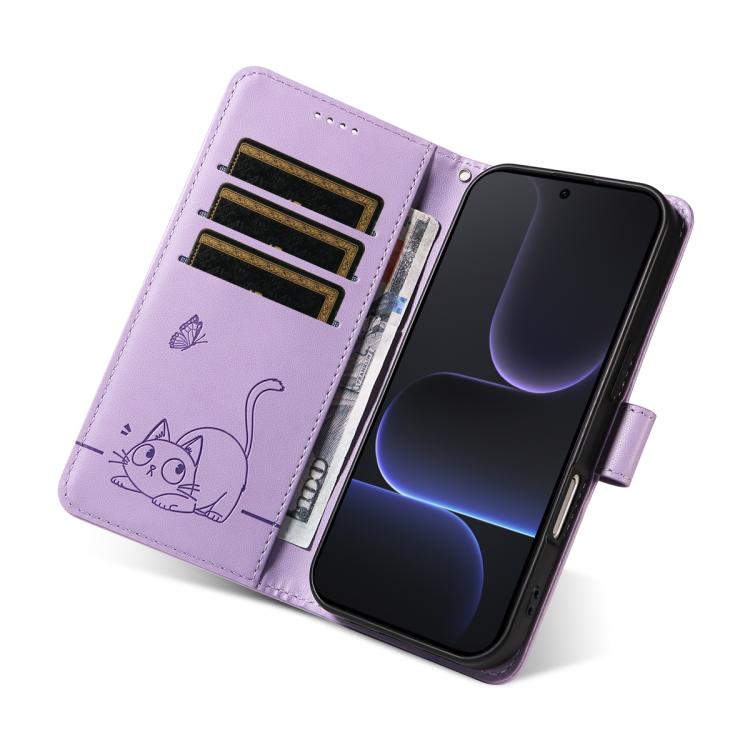 For Honor 500/500 Pro Global 155.8mm Adorable Cat Embossed Pattern Flip Leather Phone Case