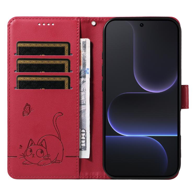 For Honor 500/500 Pro Global 155.8mm Adorable Cat Embossed Pattern Flip Leather Phone Case