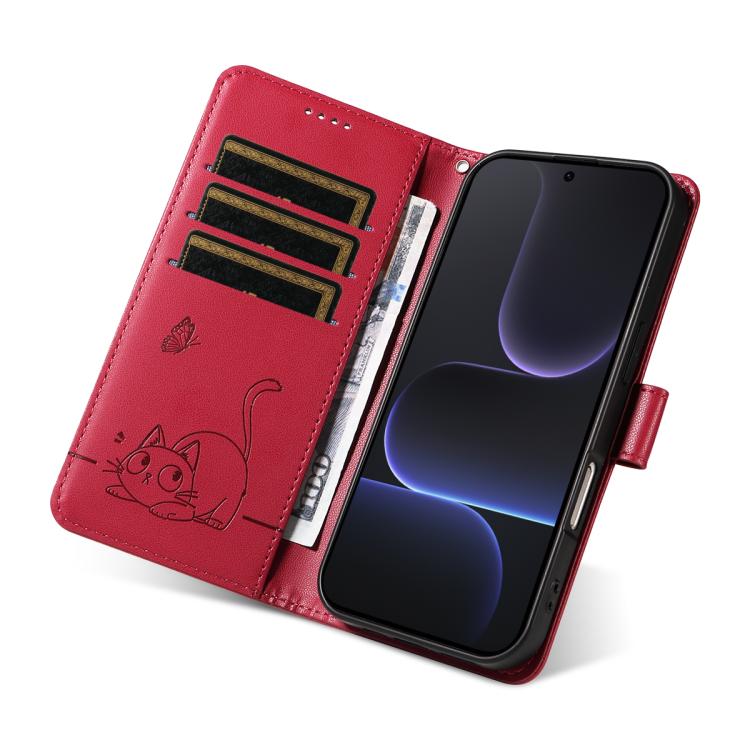 For Honor 500/500 Pro Global 155.8mm Adorable Cat Embossed Pattern Flip Leather Phone Case