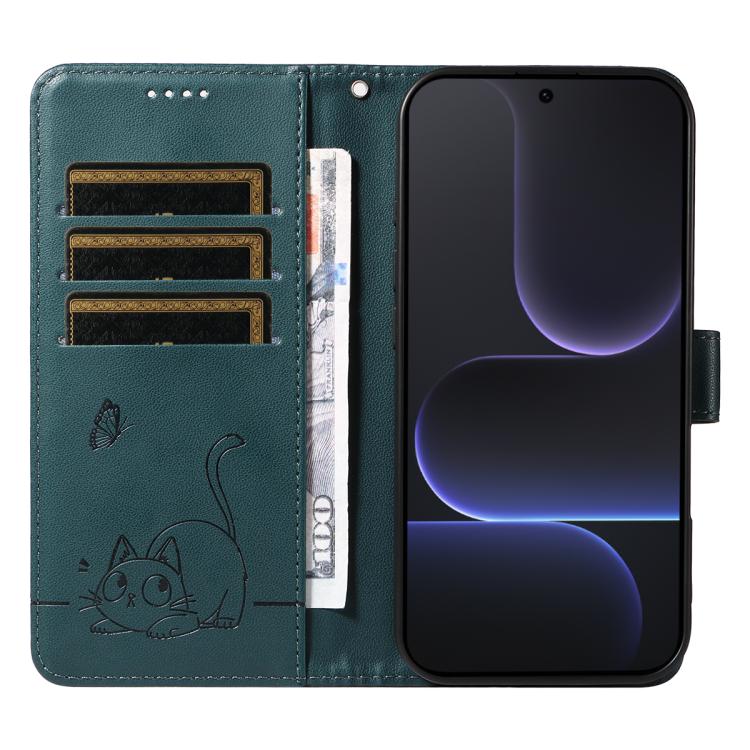 For Honor 500/500 Pro Global 155.8mm Adorable Cat Embossed Pattern Flip Leather Phone Case