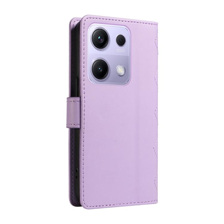 For Xiaomi Poco M6 Pro 4G Global Three Card Slot Diamond Grid Leather Phone Case with Long / Short Straps
