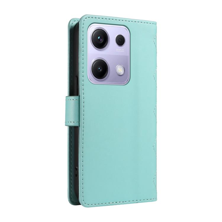 For Xiaomi Poco M6 Pro 4G Global Three Card Slot Diamond Grid Leather Phone Case with Long / Short Straps