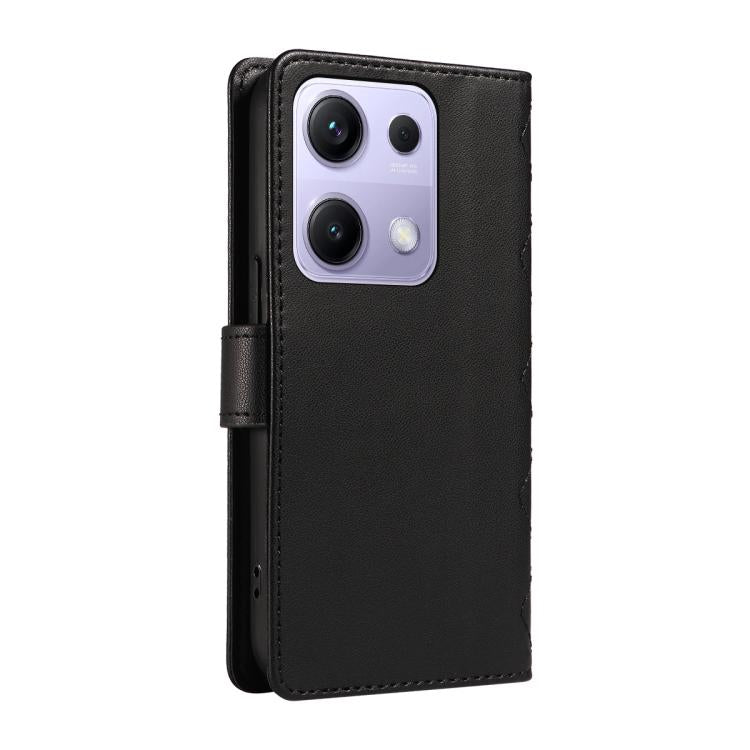 For Xiaomi Poco M6 Pro 4G Global Three Card Slot Diamond Grid Leather Phone Case with Long / Short Straps