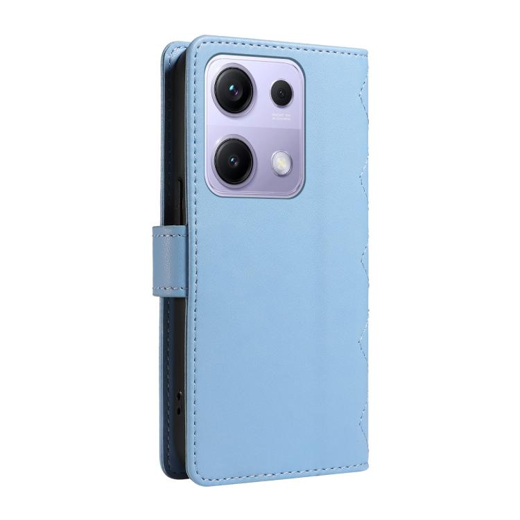 For Xiaomi Poco M6 Pro 4G Global Three Card Slot Diamond Grid Leather Phone Case with Long / Short Straps