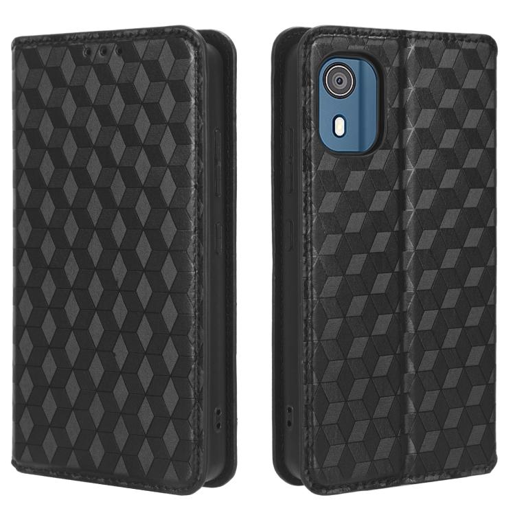 For Nokia C02 Cubic Grid Texture Flip Leather Phone Case