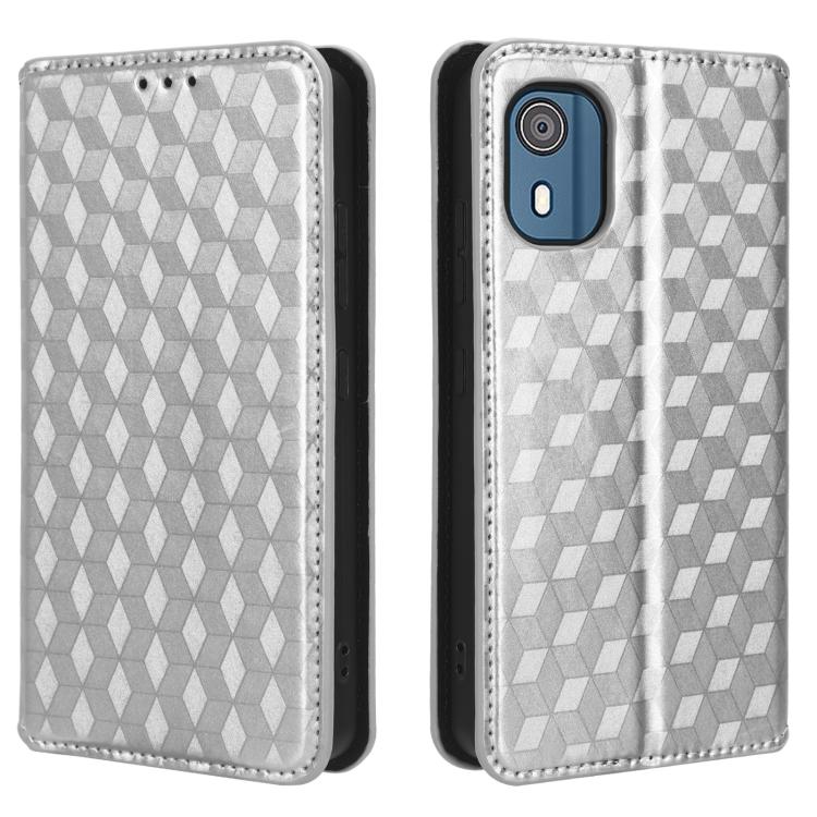 For Nokia C02 Cubic Grid Texture Flip Leather Phone Case