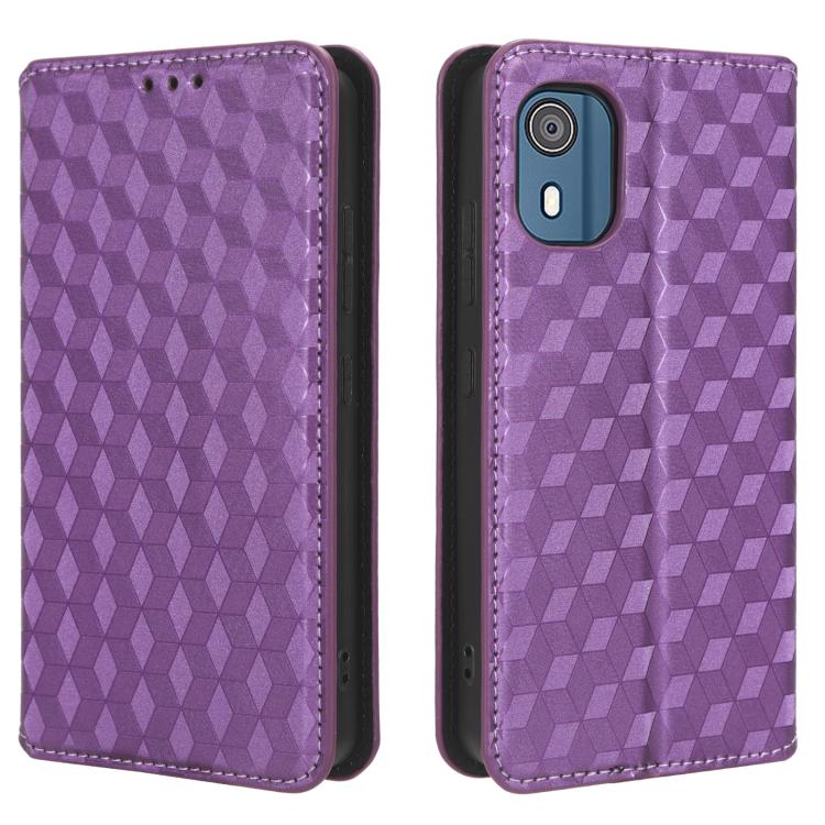 For Nokia C02 Cubic Grid Texture Flip Leather Phone Case