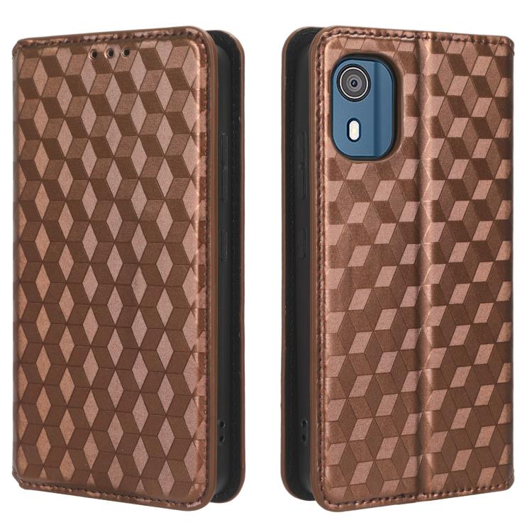 For Nokia C02 Cubic Grid Texture Flip Leather Phone Case