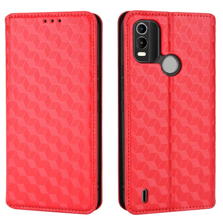 For Nokia C21 Plus Cubic Grid Texture Flip Leather Phone Case