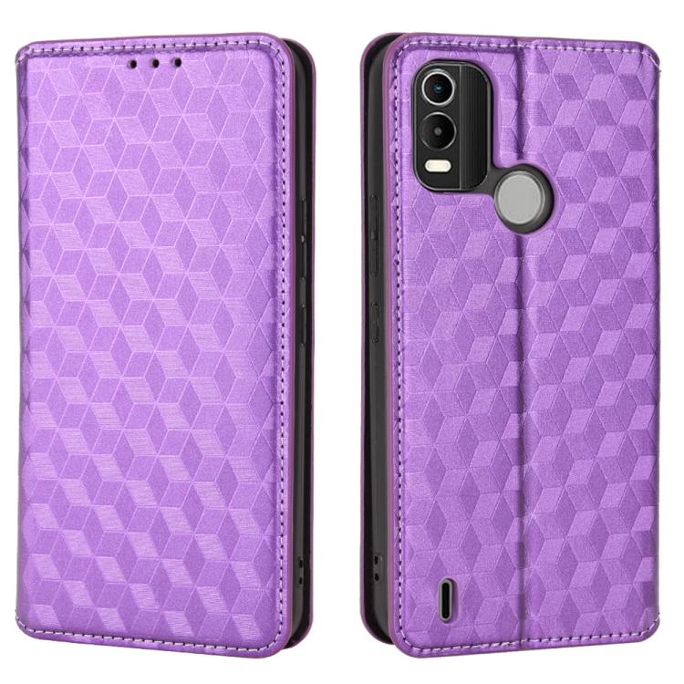 For Nokia C21 Plus Cubic Grid Texture Flip Leather Phone Case
