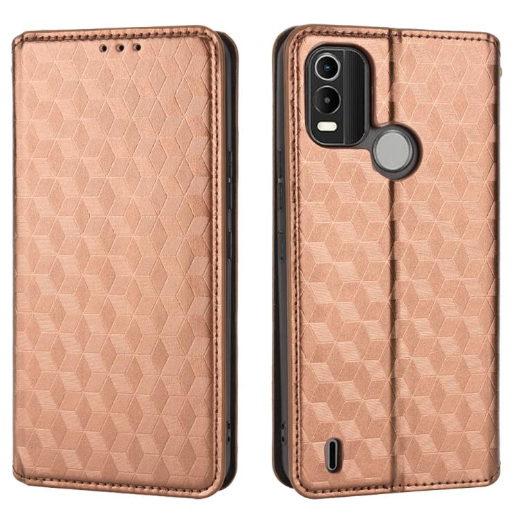 For Nokia C21 Plus Cubic Grid Texture Flip Leather Phone Case